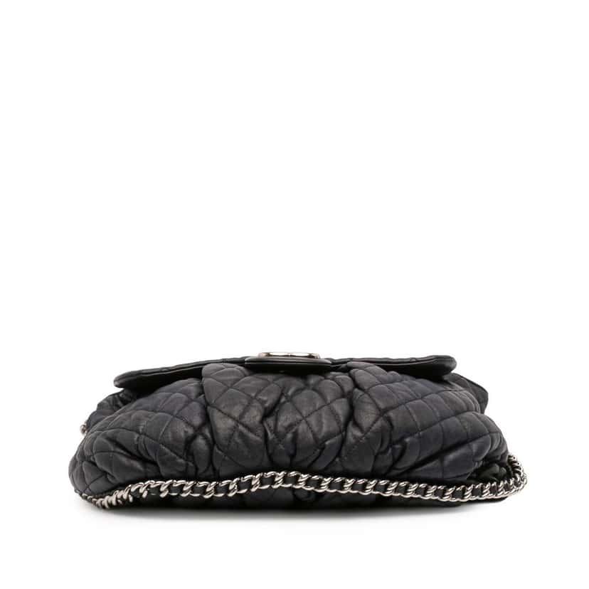 Chanel Large Washed Lambskin Chain Around Flap Black Leather Very good condition - Inside View