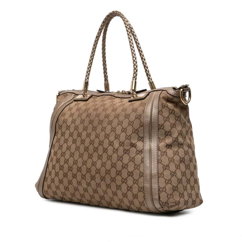 Gucci GG Canvas Bella Convertible Tote Beige Very good condition - Back View