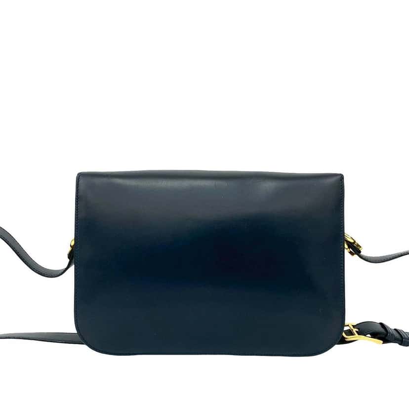 Celine Leather Logo Horse Carriage Crossbody Blue Leather Very good condition - Back View