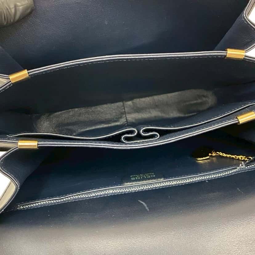 Celine Leather Logo Horse Carriage Crossbody Blue Leather Very good condition - Inside View