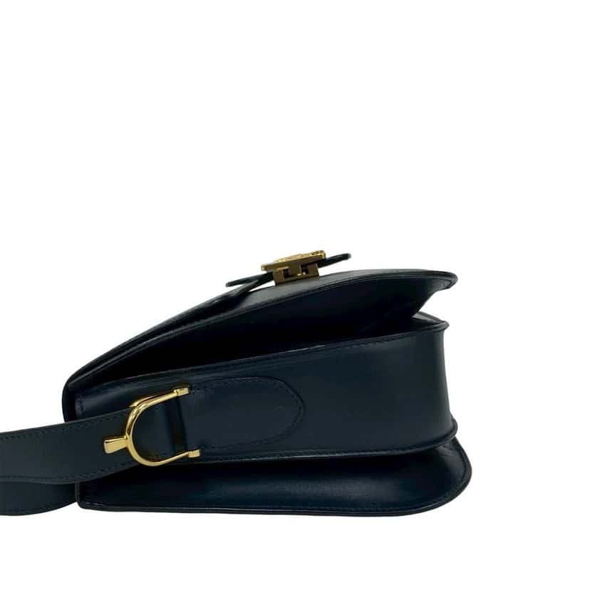 Celine Leather Logo Horse Carriage Crossbody Blue Leather Very good condition - Box View