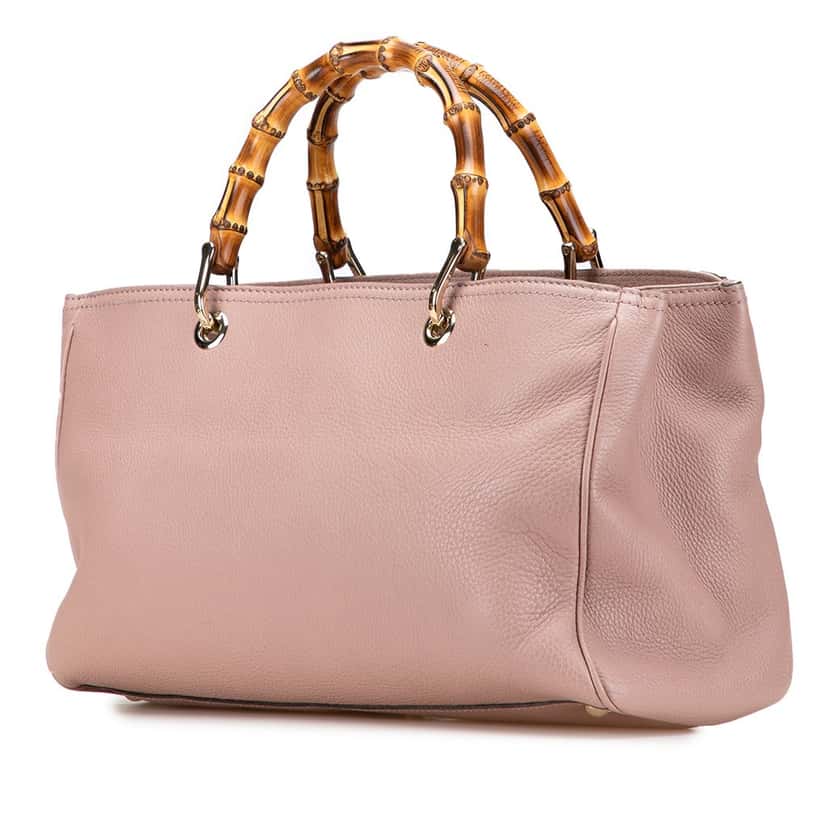 Gucci Medium Calfskin Bamboo Shopper Satchel Pink Leather Very good condition - Back View
