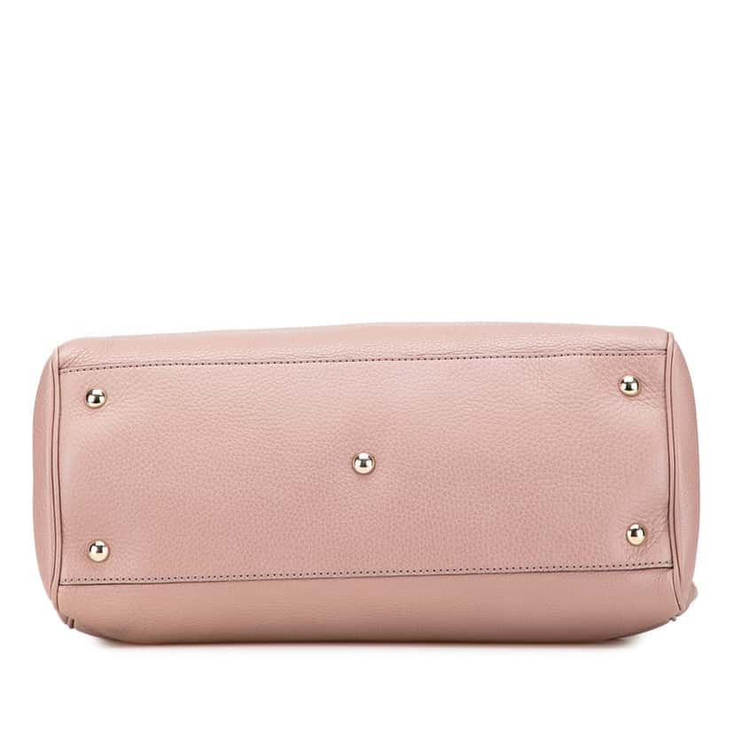 Gucci Medium Calfskin Bamboo Shopper Satchel Pink Leather Very good condition - Inside View