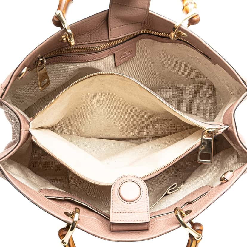 Gucci Medium Calfskin Bamboo Shopper Satchel Pink Leather Very good condition - Model View