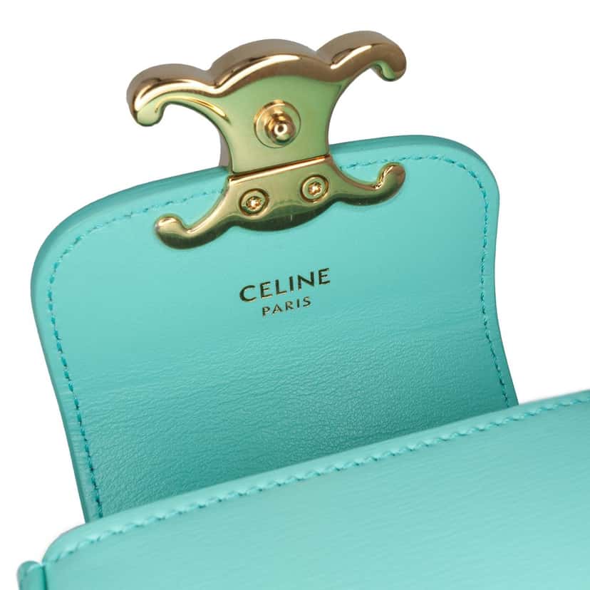 Celine Leather Triomphe AirPods Case with Strap Blue Leather Very good condition - Box View