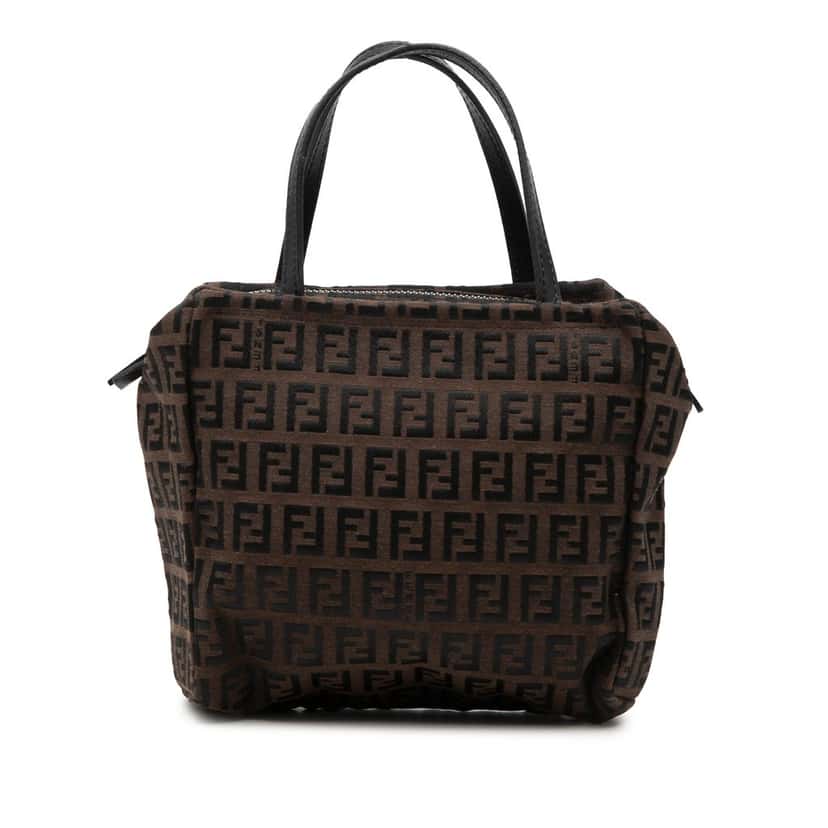 Fendi Mini Zucchino Canvas Handbag Brown Very good condition - Front View
