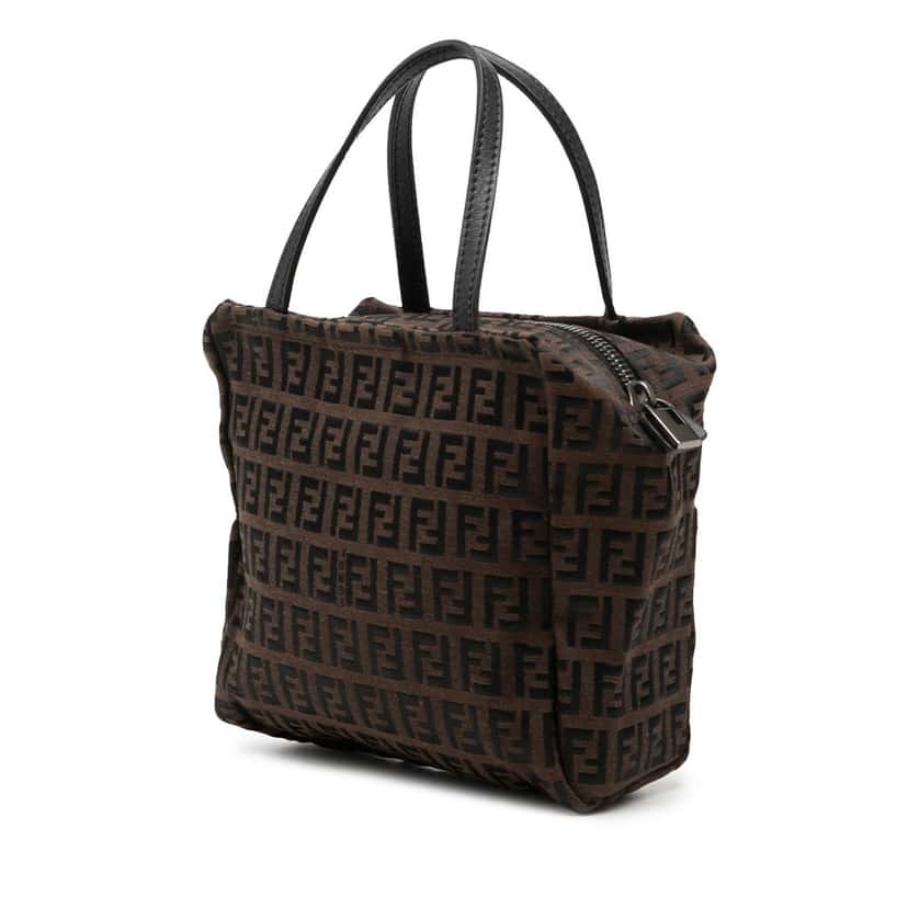 Fendi Mini Zucchino Canvas Handbag Brown Very good condition - Back View