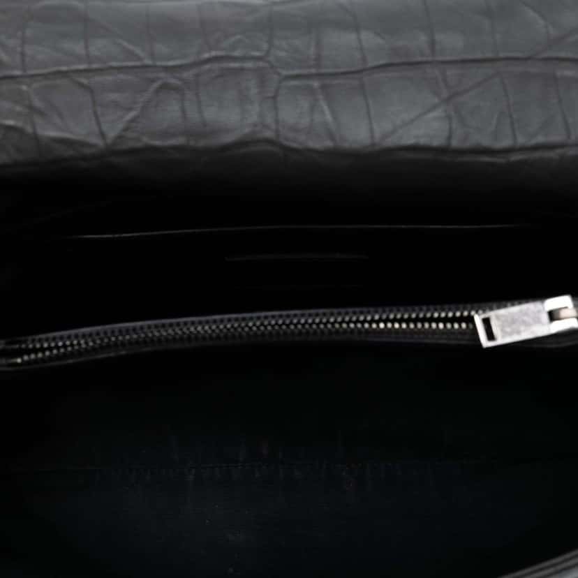 Saint Laurent Medium Croc Embossed Calfskin Monogram West Hollywood Crossbody Black Leather Very good condition - Model View
