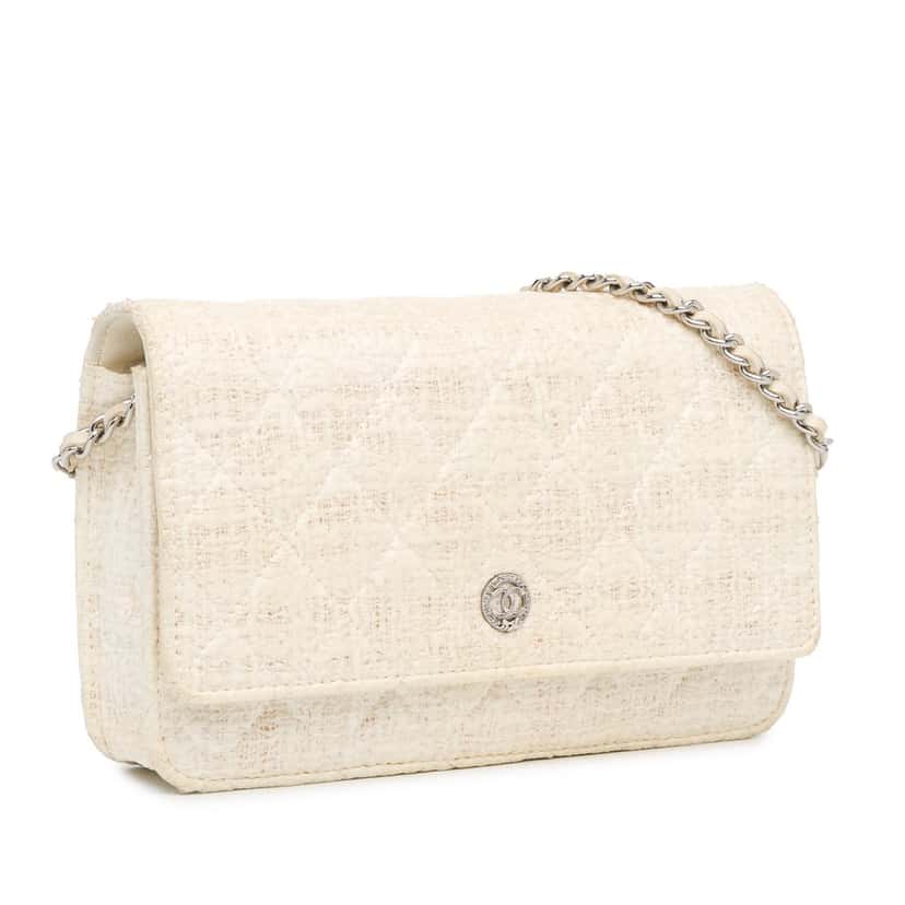 Chanel CC Coated Tweed Wallet On Chain Beige Very good condition - Back View