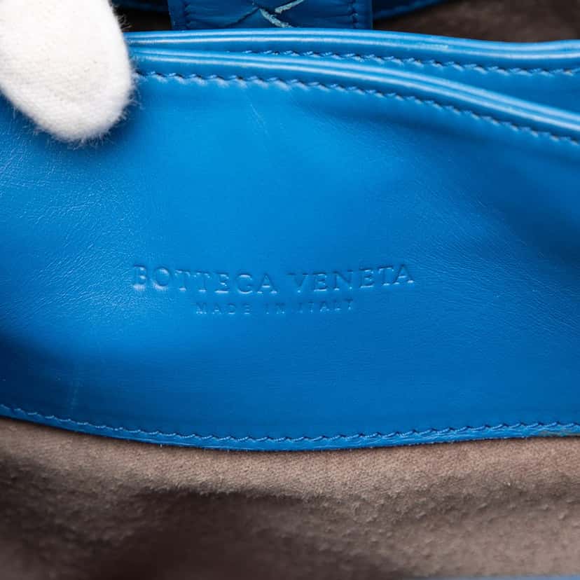 Bottega Veneta Small Nappa Intrecciato Roma Satchel Blue Leather Very good condition - Box View