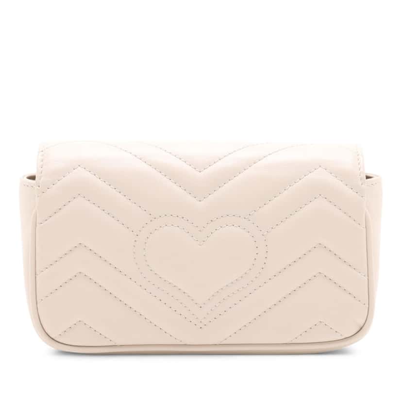 Gucci Mini GG Marmont Matelasse Leather Flap Crossbody White Leather Very good condition - Back View