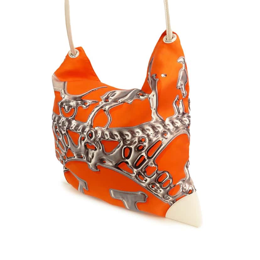 Hermès Silk and Barenia Vif Argent Silky City 38 Orange Very good condition - Back View