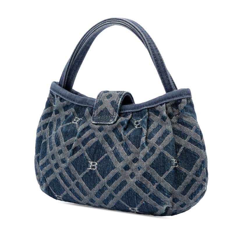 Burberry Nova Check Denim Handbag Blue Very good condition - Back View