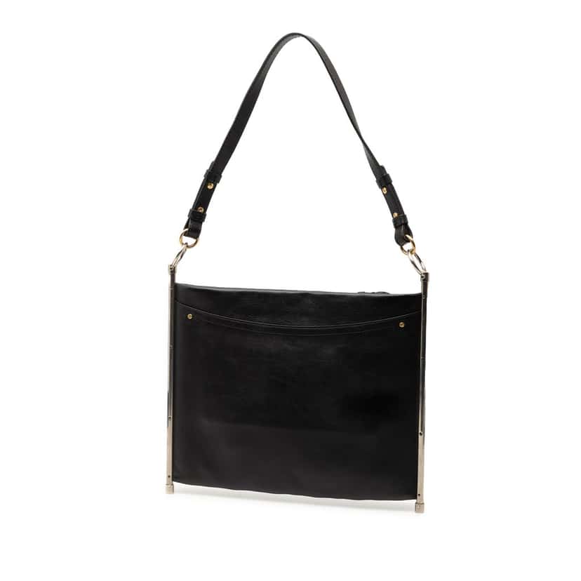 Chloé Medium Quilted Smooth Calfskin Roy Clutch Black Leather Very good condition - Back View