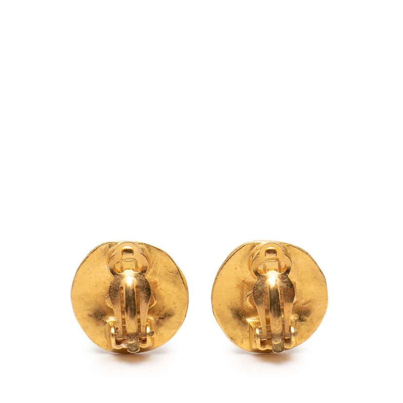 Chanel CC Gold Plated Round Clip On Earrings Gold Metal Very good condition - Back View