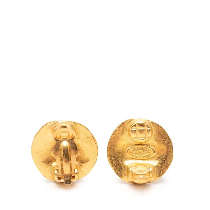 Chanel CC Gold Plated Round Clip On Earrings Gold Metal Very good condition - Inside View