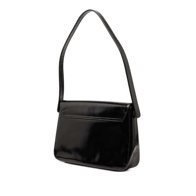 Prada Spazzolato Leather Flap Shoulder Bag Black Leather Very good condition - Back View