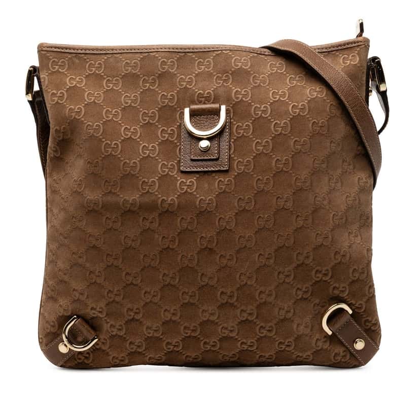 Gucci GG Suede Abbey D Ring Crossbody Brown Leather Very good condition - Front View