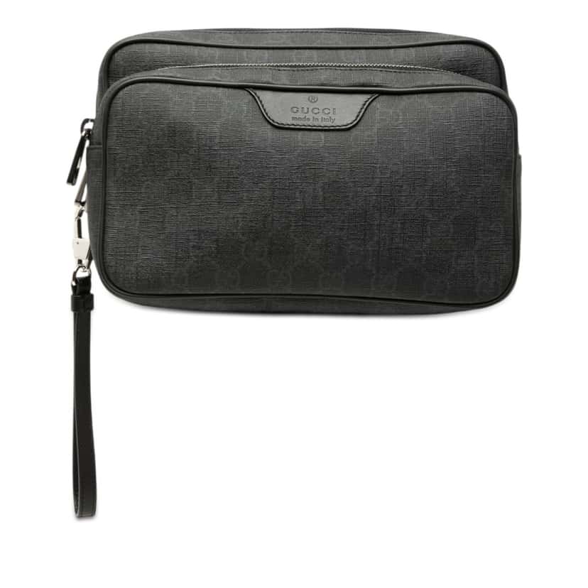 Gucci GG Supreme Clutch Black Very good condition - Front View