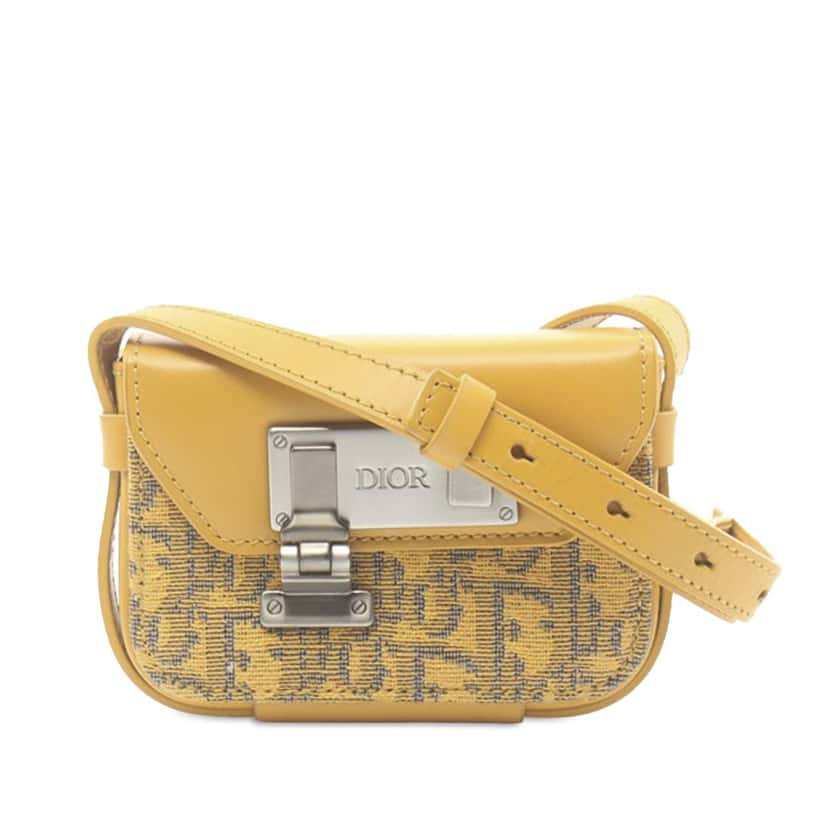 Dior Nano Oblique Lock Pouch Crossbody Yellow Very good condition - Front View