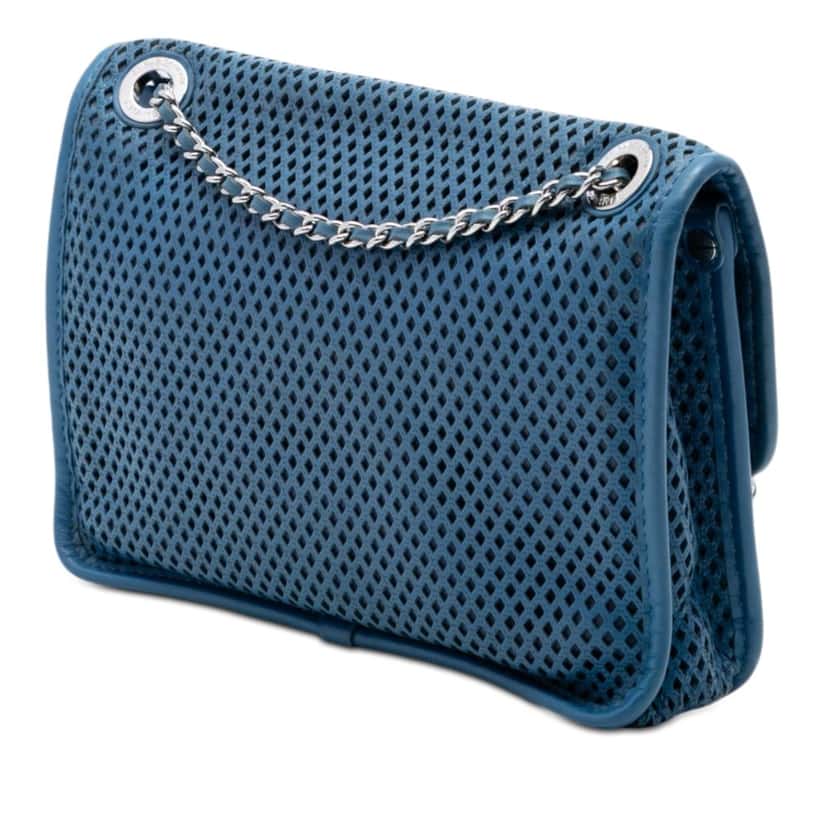 Chanel Small Perforated Calfskin Up In The Air Flap Blue Leather Very good condition - Back View