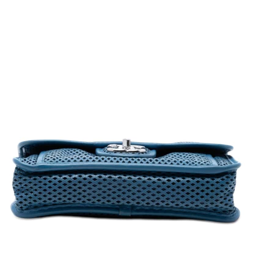 Chanel Small Perforated Calfskin Up In The Air Flap Blue Leather Very good condition - Inside View