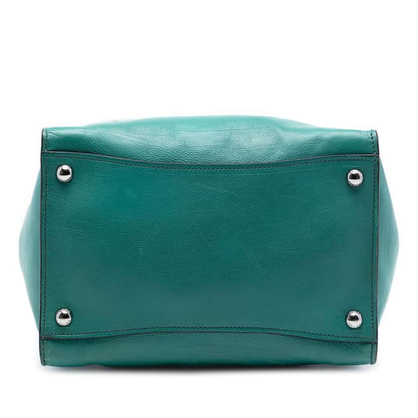 Prada Glace Calf Twin Pocket Double Handle Satchel Green Leather Very good condition - Inside View