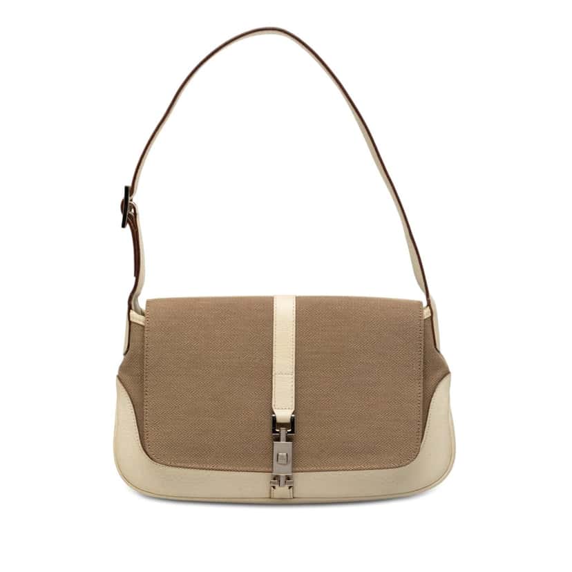 Gucci Canvas Jackie O Flap Brown Very good condition - Front View