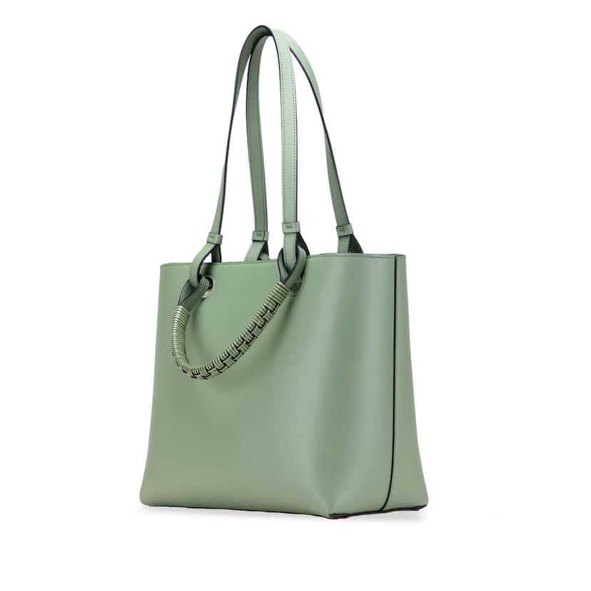 Loewe Small Smooth Calfskin Anagram Tote Green Leather Very good condition - Back View