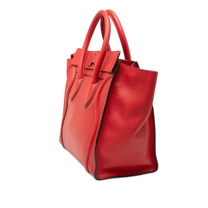 Celine Mini Grained Calfskin Luggage Tote Red Leather Very good condition - Back View