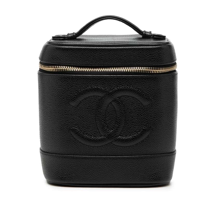 Chanel CC Caviar Vanity Bag Black Leather Very good condition - Front View