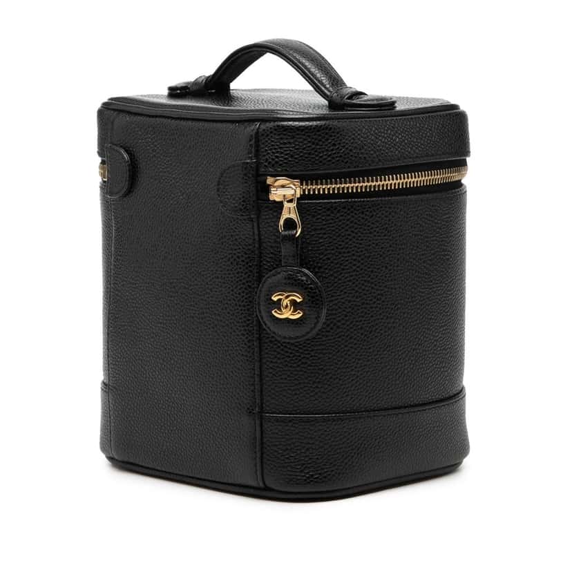 Chanel CC Caviar Vanity Bag Black Leather Very good condition - Back View