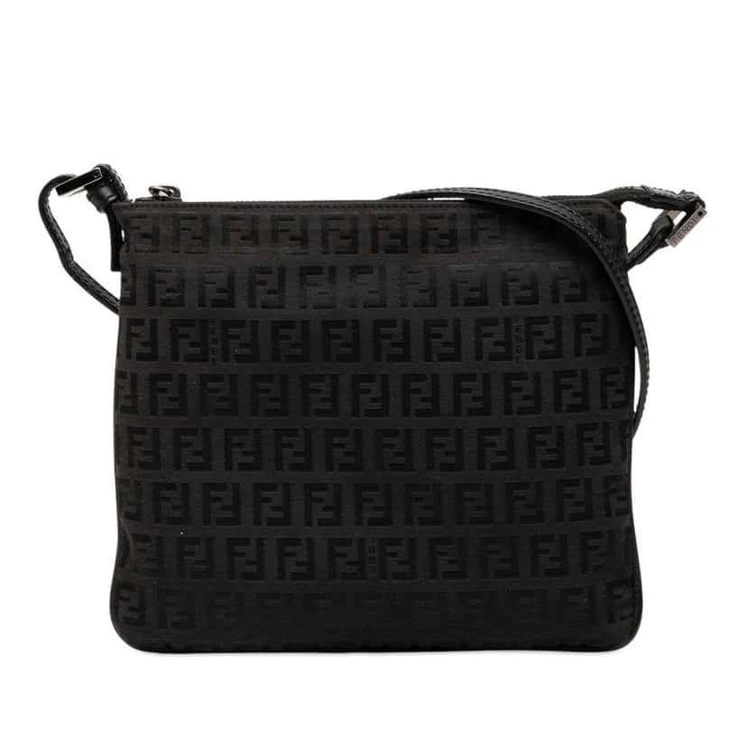 Fendi Zucchino Canvas Crossbody Black Very good condition - Front View