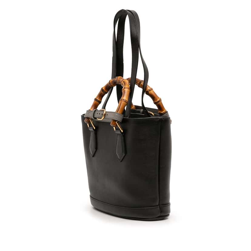 Gucci Small Calfskin Bamboo Diana Convertible Bucket Bag Black Leather Very good condition - Back View
