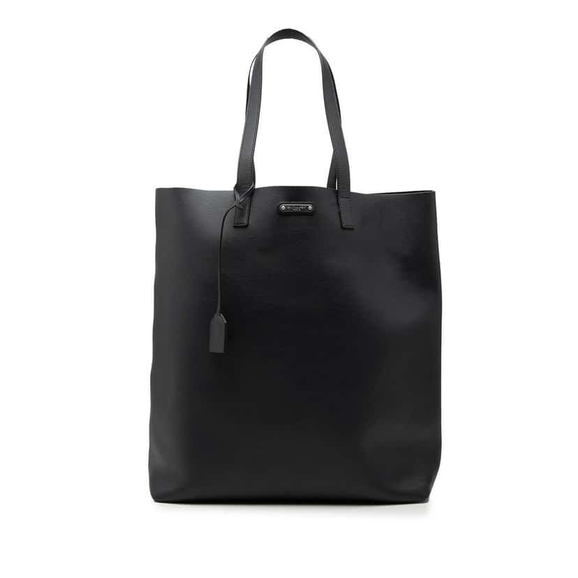 Saint Laurent Smooth Calfskin Bold Shopping Tote Black Leather Very good condition - Front View