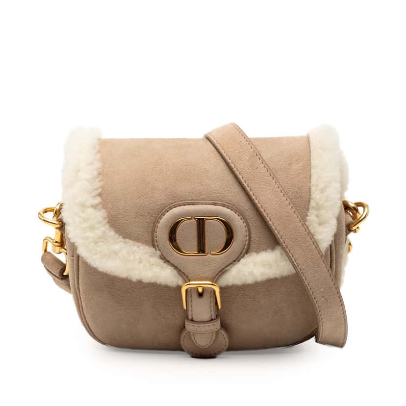 Dior Small Suede Shearling Bobby Crossbody Beige Leather Very good condition - Front View