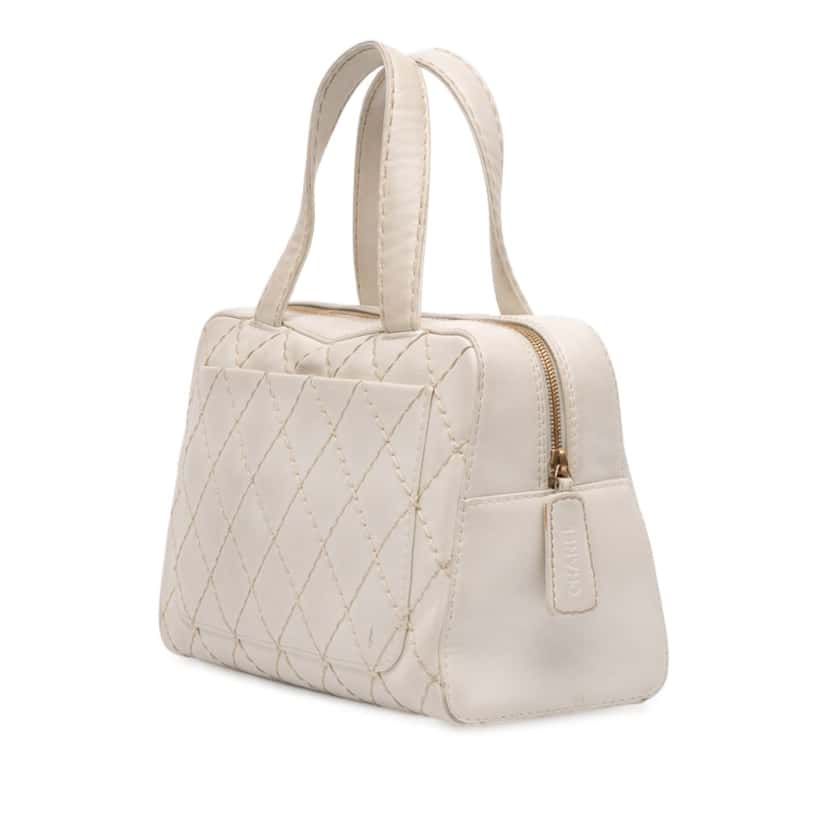 Chanel CC Lambskin Wild Stitch Handbag White Leather Never worn, with tag - Back View