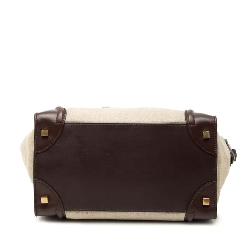 Celine Mini Tricolor Linen and Leather Luggage Tote Beige Very good condition - Inside View