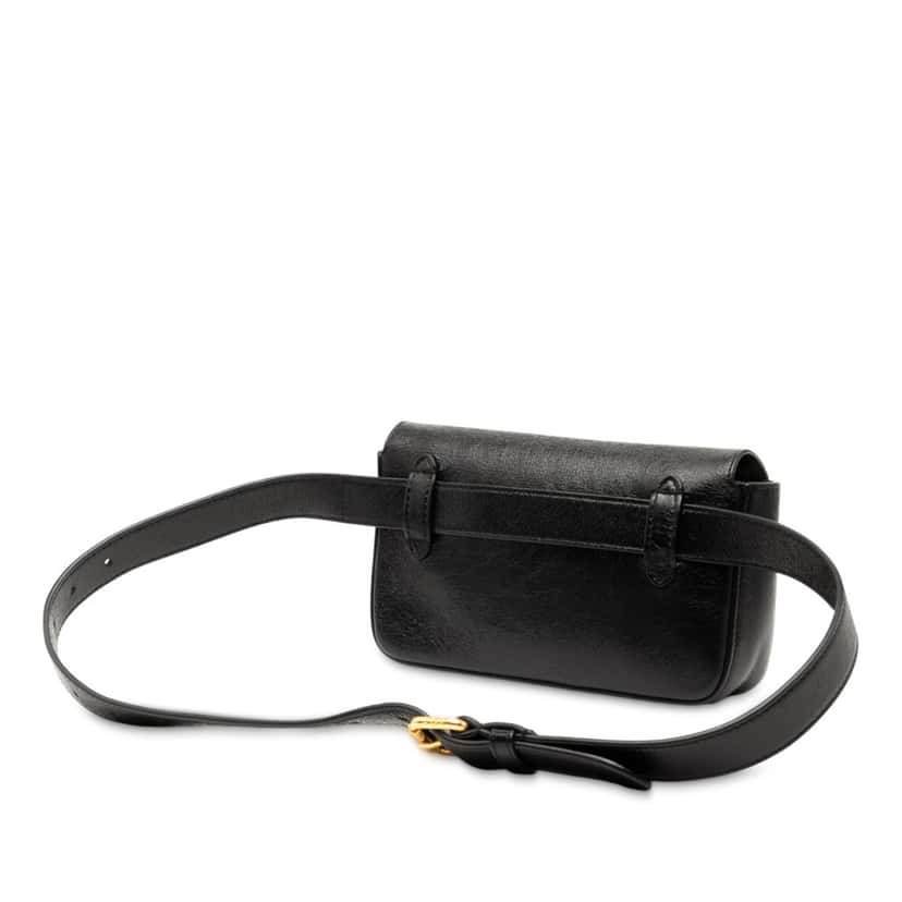 Fendi Leather FF Logo Baguette Belt Bag Black Leather Very good condition - Back View