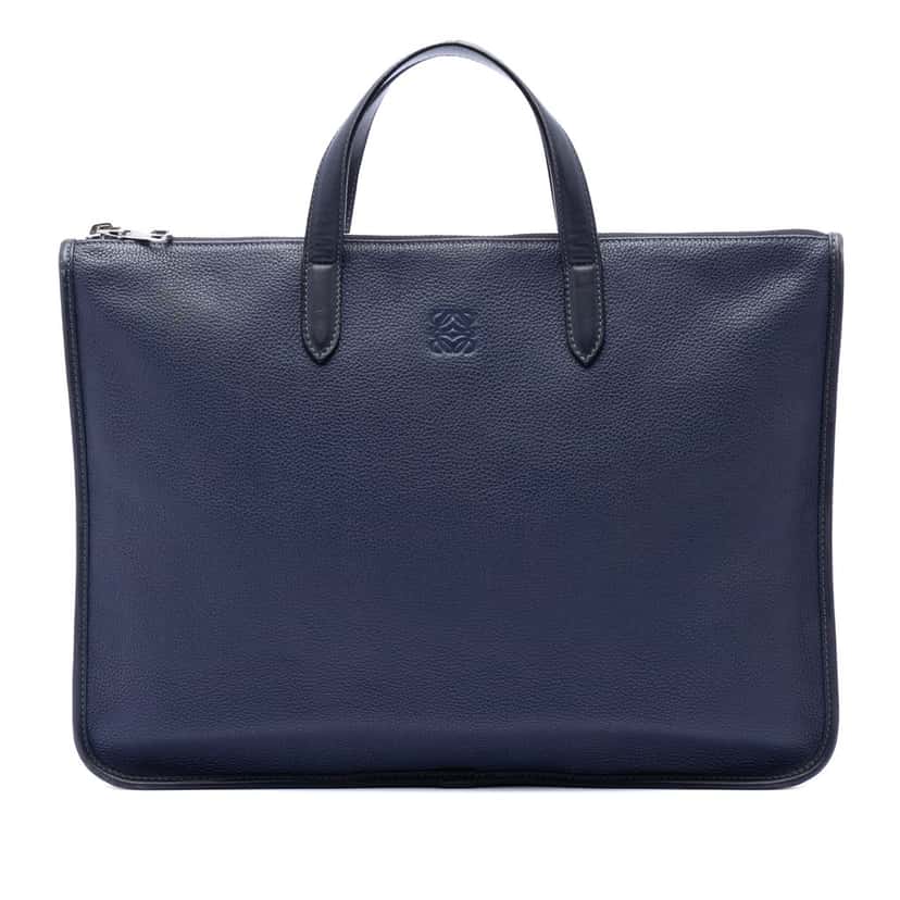 Loewe Leather Anagram Toledo Briefcase Blue Leather Very good condition - Front View