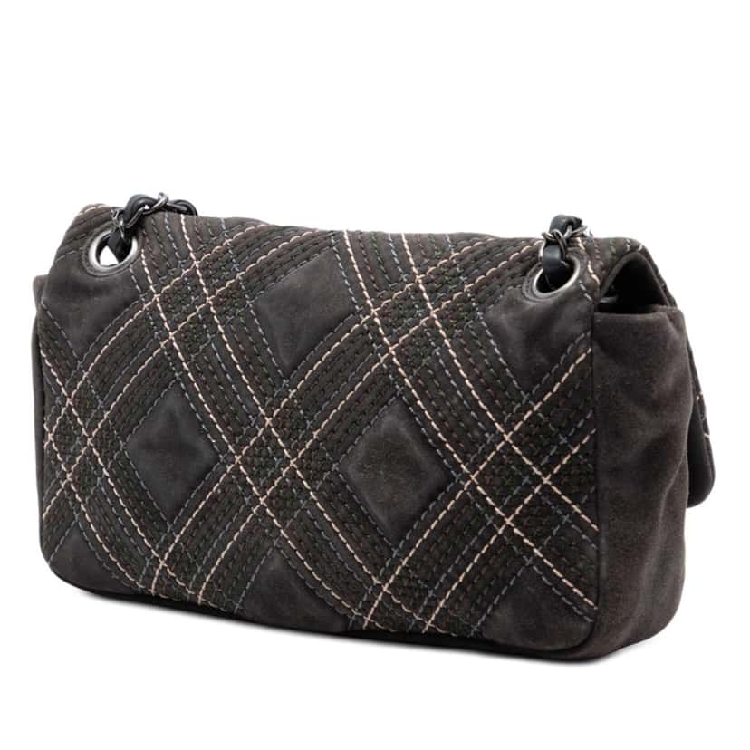 Chanel Paris Edinburgh Medium Stitched Suede Saltire Single Flap Brown Leather Very good condition - Back View