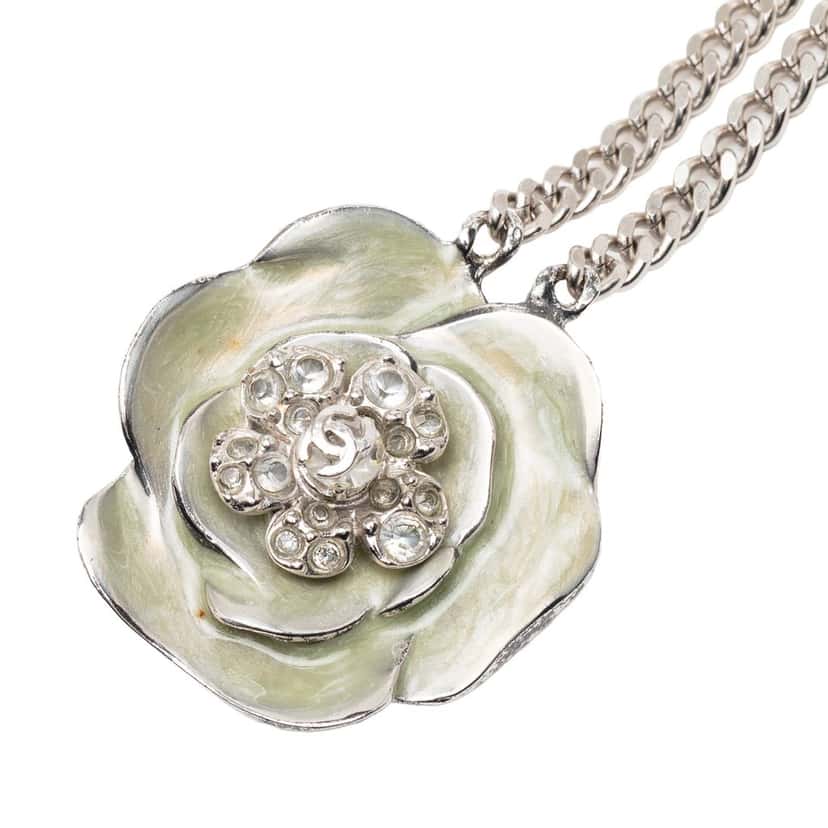 Chanel Silver Plated Camellia Chain Belt Silver Metal Very good condition - Back View