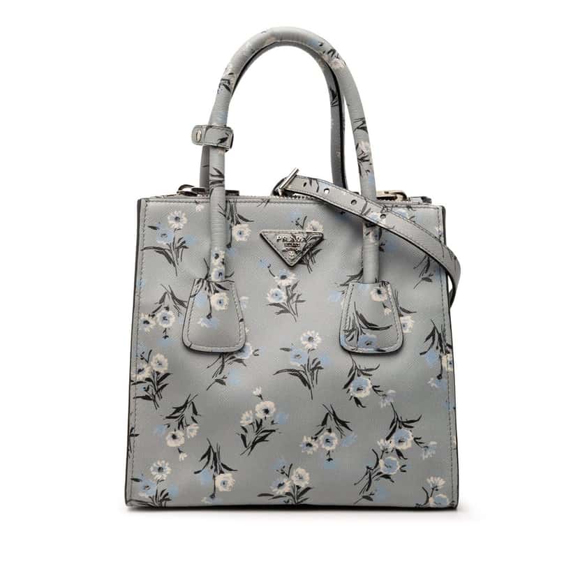 Prada Saffiano Floral Print Twin Pocket Satchel Other Leather Very good condition - Front View