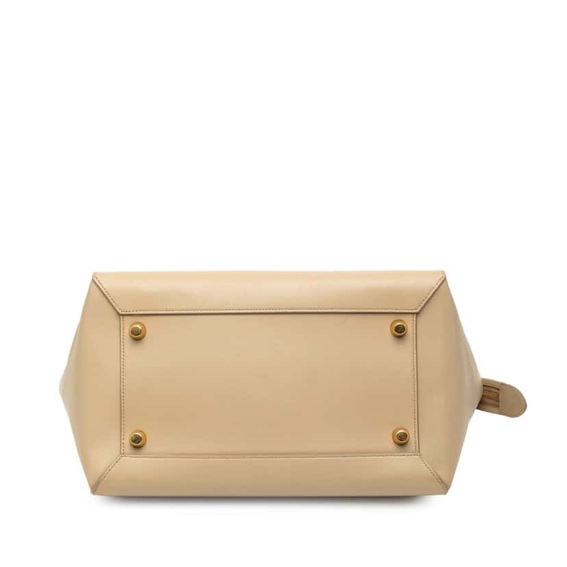 Celine Mini Tricolor Grained Calfskin Belt Satchel Beige Leather Very good condition - Inside View