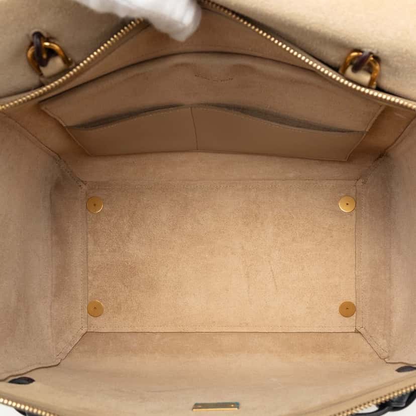 Celine Mini Tricolor Grained Calfskin Belt Satchel Beige Leather Very good condition - Model View