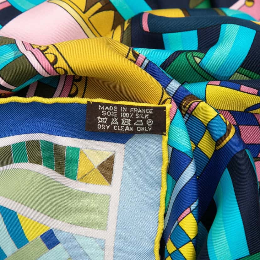 Hermès Colliers de Chiens Silk Shawl Blue Very good condition - Back View