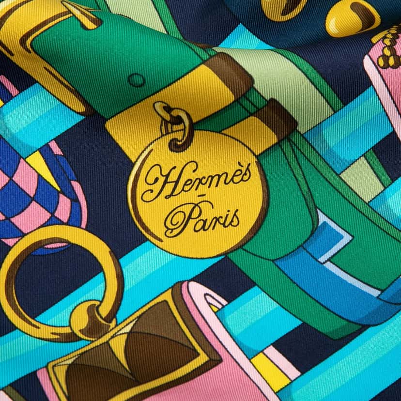 Hermès Colliers de Chiens Silk Shawl Blue Very good condition - Inside View