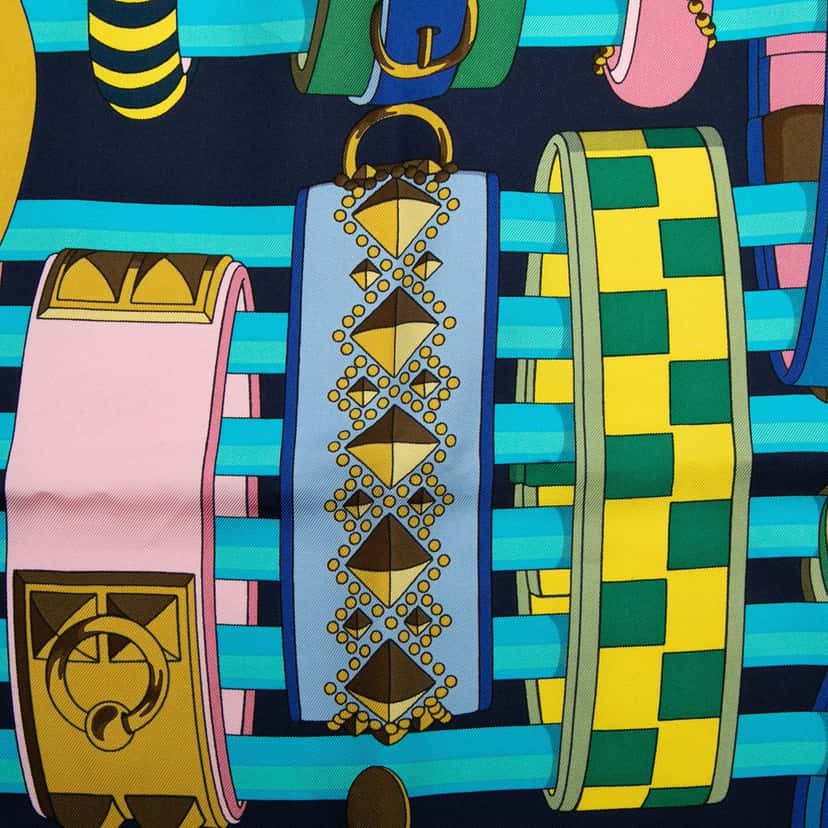 Hermès Colliers de Chiens Silk Shawl Blue Very good condition - Box View