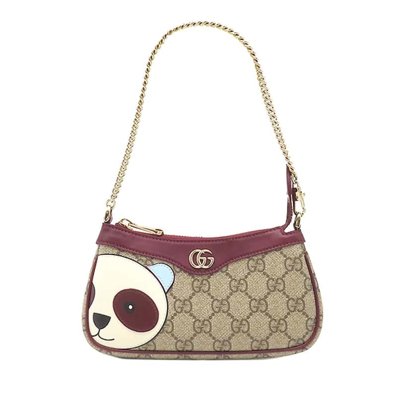 Gucci Mini GG Supreme Panda Ophidia Shoulder Bag Beige Very good condition - Front View