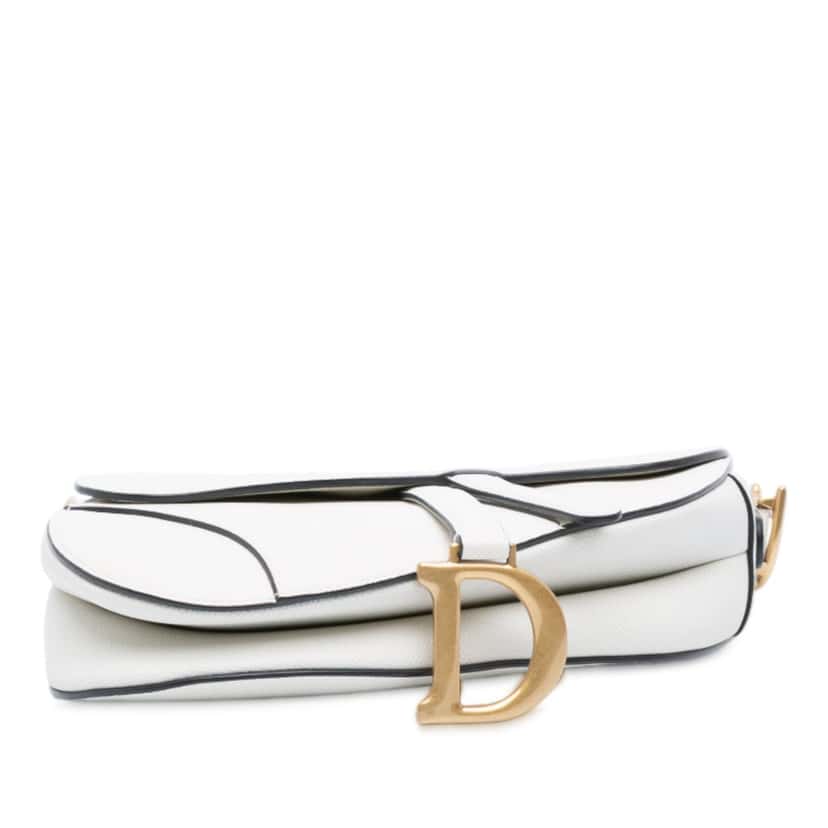 Dior Grained Calfskin Saddle Bag White Leather Very good condition - Inside View